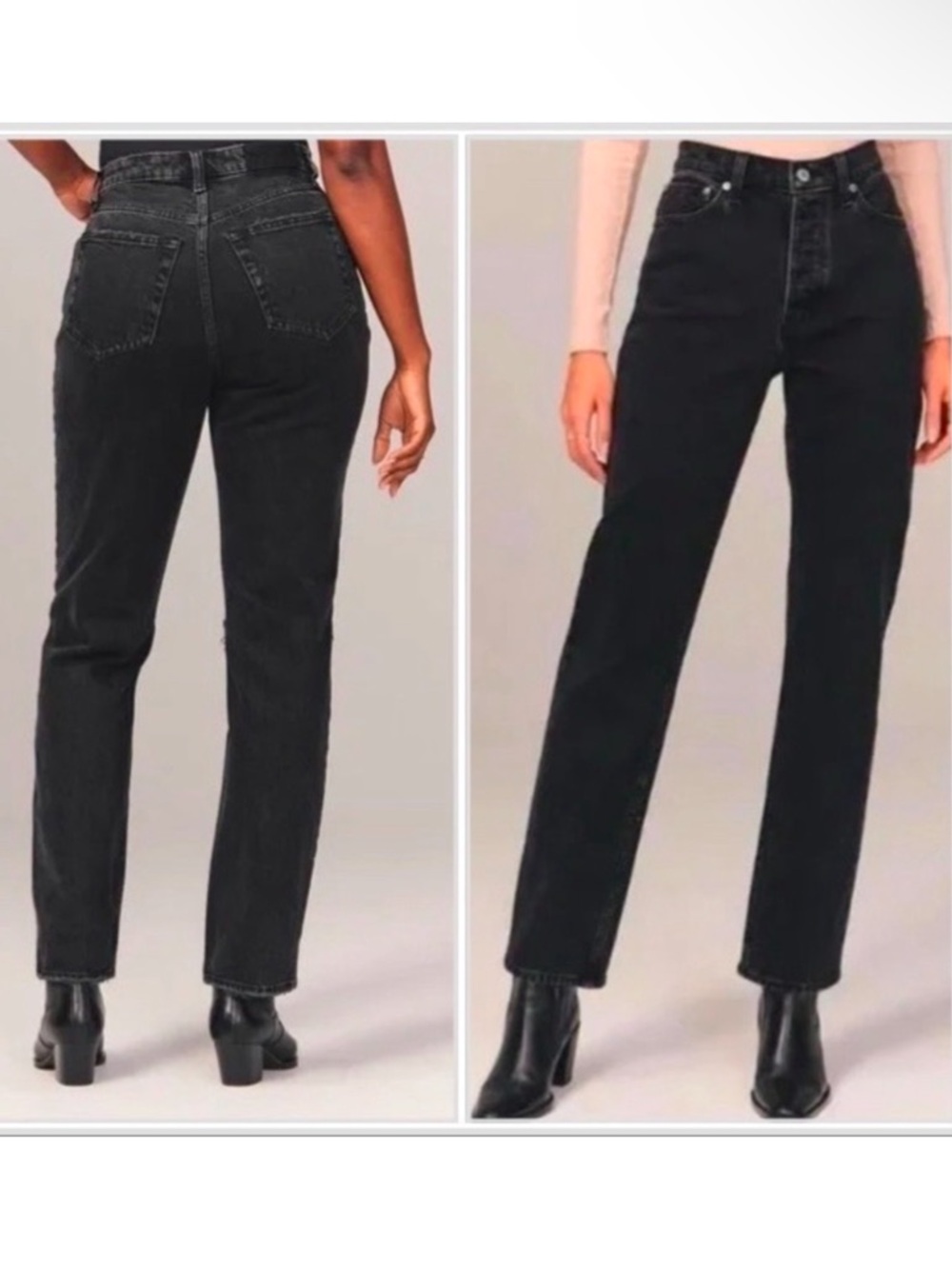 Abercrombie & Fitch High-Rise Straight Leg Jeans in Washed Black